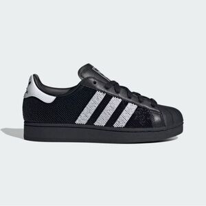 New Adidas Women's Superstar II Beaded Shoes - Black (JH7098)